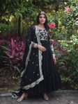 DESIGNER BLOOMING GEORGETTE JACQUARD SEQUENCE EMBROIDERY WORK GOWN WITH DUPATTA PARTY WEAR WHOLESALE PRICE ETHNIC GARMENT (9)