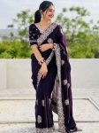 DESIGNER BLOOMING VICHITRA ZARI THREAD WITH STONE WORK SAREE WITH UNSTITCHED BLOUSE PARTY WEAR WHOLESALE PRICE ETHNIC GARMENT (5)