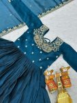 DESIGNER BURBURRY SILK SEQUENCE EMBROIDERY WORK WITH READY MADE LACE WORK GOWN WITH DUPATTA FESTIVE WEAR WHOLESALE PRICE ETHNIC GARMENT (6)