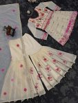 DESIGNER CHANDERI COTTON SEQUENCE WORK TOP SHARARA WITH DUPATTA FESTIVE WEAR WHOLESALE PRICE ETHNIC GARMENT (5)