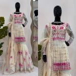 DESIGNER CHANDERI COTTON SEQUENCE WORK TOP SHARARA WITH DUPATTA FESTIVE WEAR WHOLESALE PRICE ETHNIC GARMENT (5)