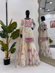 DESIGNER CHANDERI COTTON SEQUENCE WORK TOP SHARARA WITH DUPATTA  OFF WHITE