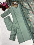 DESIGNER CHANDERI SILK EMBROIDERY WORK TOP BOTTOM WITH DUPATTA PARTY WEAR WHOLESALE PRICE ETHNIC GARMENT (6)