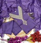 DESIGNER CHANDERI SILK EMBROIDERY WORK TOP BOTTOM WITH DUPATTA PARTY WEAR WHOLESALE PRICE ETHNIC GARMENT (4)
