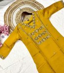 DESIGNER CHANDERI SILK EMBROIDERY WORK TOP BOTTOM WITH DUPATTA PARTY WEAR WHOLESALE PRICE ETHNIC GARMENT (4)