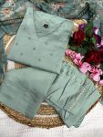 DESIGNER CHANDERI SILK EMBROIDERY WORK TOP BOTTOM WITH DUPATTA PARTY WEAR WHOLESALE PRICE ETHNIC GARMENT (6)
