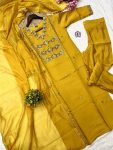 DESIGNER CHANDERI SILK EMBROIDERY WORK TOP BOTTOM WITH DUPATTA PARTY WEAR WHOLESALE PRICE ETHNIC GARMENT (4)