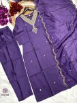 DESIGNER CHANDERI SILK EMBROIDERY WORK TOP BOTTOM WITH DUPATTA PARTY WEAR WHOLESALE PRICE ETHNIC GARMENT (4)