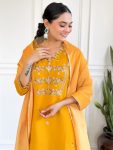 DESIGNER CHANDERI SILK EMBROIDERY WORK TOP BOTTOM WITH DUPATTA PARTY WEAR WHOLESALE PRICE ETHNIC GARMENT (4)