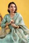 DESIGNER CHANDERI SILK EMBROIDERY WORK TOP BOTTOM WITH DUPATTA PARTY WEAR WHOLESALE PRICE ETHNIC GARMENT (6)