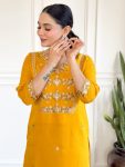 DESIGNER CHANDERI SILK EMBROIDERY WORK TOP BOTTOM WITH DUPATTA PARTY WEAR WHOLESALE PRICE ETHNIC GARMENT (4)