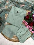 DESIGNER CHANDERI SILK EMBROIDERY WORK TOP BOTTOM WITH DUPATTA PARTY WEAR WHOLESALE PRICE ETHNIC GARMENT (6)