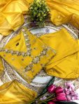 DESIGNER CHANDERI SILK EMBROIDERY WORK TOP BOTTOM WITH DUPATTA PARTY WEAR WHOLESALE PRICE ETHNIC GARMENT (4)