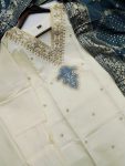 DESIGNER CHANDERI SILK EMBROIDREY WORK TOP BOTTOM WITH DUPATTA PARTY WEAR WHOLESALE PRICE ETHNIC GARMENT (3)