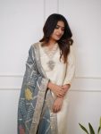 DESIGNER CHANDERI SILK EMBROIDREY WORK TOP BOTTOM WITH DUPATTA PARTY WEAR WHOLESALE PRICE ETHNIC GARMENT (3)