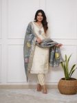 DESIGNER CHANDERI SILK EMBROIDREY WORK TOP BOTTOM WITH DUPATTA PARTY WEAR WHOLESALE PRICE ETHNIC GARMENT (3)
