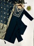 DESIGNER CHANDERI SILK SEQUENCE EMBROIDERY CODING WORK TOP BOTTOM WITH DUPATTA PARTY WEAR WHOLESALE PRICE ETHNIC GARMENT (12)