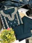 DESIGNER CHANDERI SILK SEQUENCE EMBROIDERY CODING WORK TOP BOTTOM WITH DUPATTA PARTY WEAR WHOLESALE PRICE ETHNIC GARMENT (12)