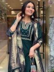 DESIGNER CHANDERI SILK SEQUENCE EMBROIDERY CODING WORK TOP BOTTOM WITH DUPATTA PARTY WEAR WHOLESALE PRICE ETHNIC GARMENT (12)