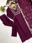 DESIGNER CHANDERI SILK SEQUENCE EMBROIDERY CODING WORK TOP BOTTOM WITH DUPATTA PARTY WEAR WHOLESALE PRICE ETHNIC GARMENT (23)