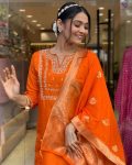 DESIGNER CHANDERI SILK SEQUENCE EMBROIDERY CODING WORK TOP BOTTOM WITH DUPATTA PARTY WEAR WHOLESALE PRICE ETHNIC GARMENT (2)