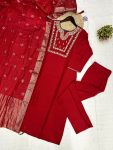 DESIGNER CHANDERI SILK SEQUENCE EMBROIDERY CODING WORK TOP BOTTOM WITH DUPATTA PARTY WEAR WHOLESALE PRICE ETHNIC GARMENT (5)