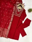 DESIGNER CHANDERI SILK SEQUENCE EMBROIDERY CODING WORK TOP BOTTOM WITH DUPATTA PARTY WEAR WHOLESALE PRICE ETHNIC GARMENT (5)