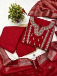 DESIGNER CHANDERI SILK SEQUENCE EMBROIDERY CODING WORK TOP BOTTOM WITH DUPATTA PARTY WEAR WHOLESALE PRICE ETHNIC GARMENT (5)