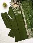 DESIGNER CHANDERI SILK SEQUENCE EMBROIDERY CODING WORK TOP BOTTOM WITH DUPATTA PARTY WEAR WHOLESALE PRICE ETHNIC GARMENT (11)