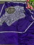 DESIGNER CHINON 3 LAYER RUFFLE WORK AND ATTACHED DUPPTA LEHENGA SAREE WITH STITCHED BLOUSE PARTY WEAR WHOLESALE PRICE ETHNIC GARMENT (5)