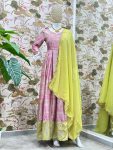 DESIGNER CHINON DIGITAL PRINT WITH EMBROIDERY SEQUENCE DESIGN WORK GOWN WITH DUPATTA FESTIVE WEAR WHOLESALE PRICE ETHNIC GARMENT (2)