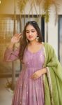 DESIGNER CHINON DIGITAL PRINT WITH EMBROIDERY SEQUENCE DESIGN WORK GOWN WITH DUPATTA FESTIVE WEAR WHOLESALE PRICE ETHNIC GARMENT (2)