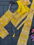DESIGNER CHINON EMBRODERY SEQUENCE WORK LEHENGA SAREE WITH BLOUSE AND EXTRA KALI AND WAIST BELT PARTY WEAR WHOLESALE PRICE ETHNIC GARMENT (7)