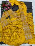 DESIGNER CHINON EMBRODERY SEQUENCE WORK LEHENGA SAREE WITH BLOUSE AND EXTRA KALI AND WAIST BELT PARTY WEAR WHOLESALE PRICE ETHNIC GARMENT (7)