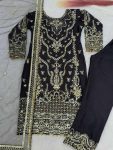 DESIGNER CHINON EMBROIDERY AND SEQUENCE WORK WITH MOTI LACE BORDER WORK TOP BOTTOM WITH DUPATTA FESTIVE WEAR WHOLESALE PRICE ETHNIC GARMENT (6)