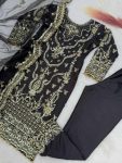 DESIGNER CHINON EMBROIDERY AND SEQUENCE WORK WITH MOTI LACE BORDER WORK TOP BOTTOM WITH DUPATTA FESTIVE WEAR WHOLESALE PRICE ETHNIC GARMENT (6)