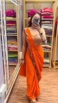 DESIGNER CHINON EMBROIDERY BORDER WORK READY TO WEAR SAREE WITH STITCHED BLOUSE AND KOTI PARTY WEAR WHOLESALE PRICE ETHNIC GARMENT (7)