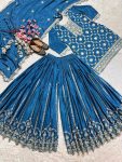 DESIGNER CHINON EMBROIDERY CODING SEQUENCE WORK TOP PALAZZO WITH DUPATTA PARTY WEAR WHOLESALE PRICE ETHNIC GARMENT (6)