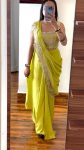 DESIGNER CHINON EMBROIDERY CODING WORK READY TO WEAR SAREE STITCHED BLOUSE WITH JACKET PARTY WEAR WHOLESALE PRICE ETHNIC GARMENT (4)