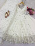 DESIGNER CHINON EMBROIDERY SEQUENCE WORK GOWN BOTTOM WTIH DUPATTA PARTY WEAR WHOLESALE PRICE ETHNIC GARMENT (7)