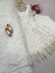DESIGNER CHINON EMBROIDERY SEQUENCE WORK GOWN BOTTOM WTIH DUPATTA PARTY WEAR WHOLESALE PRICE ETHNIC GARMENT (7)