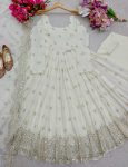DESIGNER CHINON EMBROIDERY SEQUENCE WORK GOWN BOTTOM WTIH DUPATTA PARTY WEAR WHOLESALE PRICE ETHNIC GARMENT (7)