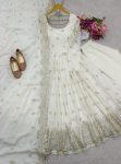 DESIGNER CHINON EMBROIDERY SEQUENCE WORK GOWN BOTTOM WTIH DUPATTA PARTY WEAR WHOLESALE PRICE ETHNIC GARMENT (7)
