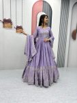 DESIGNER CHINON EMBROIDERY SEQUENCE WORK GOWN WITH DUPATTA FESTIVE WEAR WHOLESALE PRICE ETHNIC GARMENT (3)