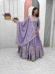 DESIGNER CHINON EMBROIDERY SEQUENCE WORK GOWN WITH DUPATTA FESTIVE WEAR WHOLESALE PRICE ETHNIC GARMENT (3)