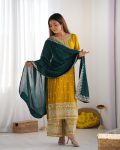 DESIGNER CHINON EMBROIDERY SEQUENCE WORK TOP PALAZZO WITH DUPATTA FESTIVE WEAR WHOLESALE PRICE ETHNIC GARMENT (5)