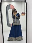 DESIGNER CHINON EMBROIDERY THREAD SEQUENCE WORK TOP PALAZZO WITH DUPATTA PARTY WEAR WHOLESALE PRICE ETHNIC GARMENT (9)