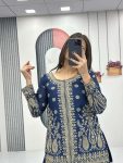 DESIGNER CHINON EMBROIDERY THREAD SEQUENCE WORK TOP PALAZZO WITH DUPATTA PARTY WEAR WHOLESALE PRICE ETHNIC GARMENT (9)