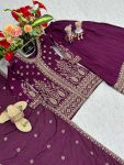 DESIGNER CHINON EMBROIDERY THREAD SEQUENCE WORK TOP PALAZZO WITH DUPATTA PARTY WEAR WHOLESALE PRICE ETHNIC GARMENT (7)