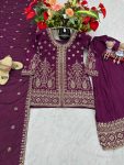 DESIGNER CHINON EMBROIDERY THREAD SEQUENCE WORK TOP PALAZZO WITH DUPATTA PARTY WEAR WHOLESALE PRICE ETHNIC GARMENT (7)